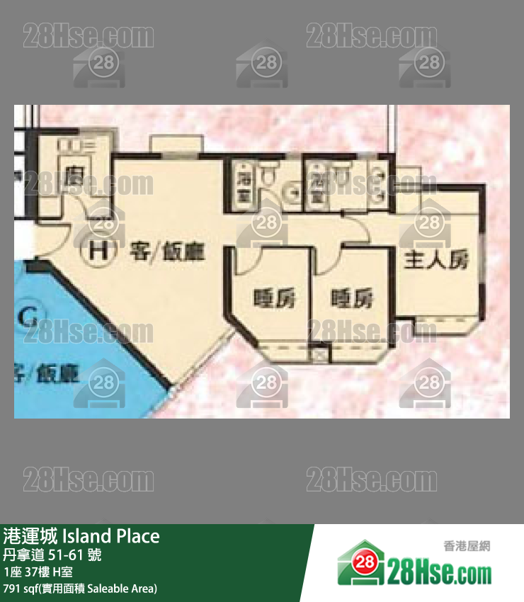 港運城 1座37樓 H室 平面圖