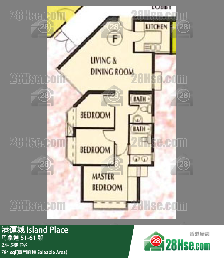 港運城 2座5樓 F室 平面圖