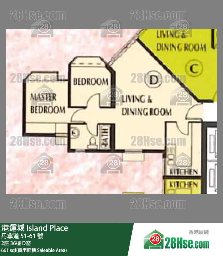 港運城 2座36樓 D室 平面圖