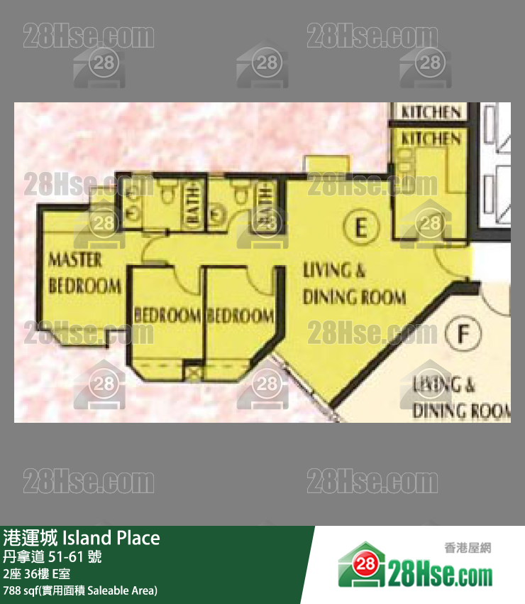 港運城 2座36樓 E室 平面圖