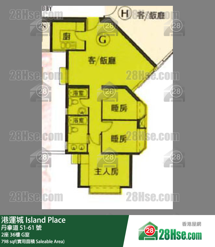 港運城 2座36樓 G室 平面圖