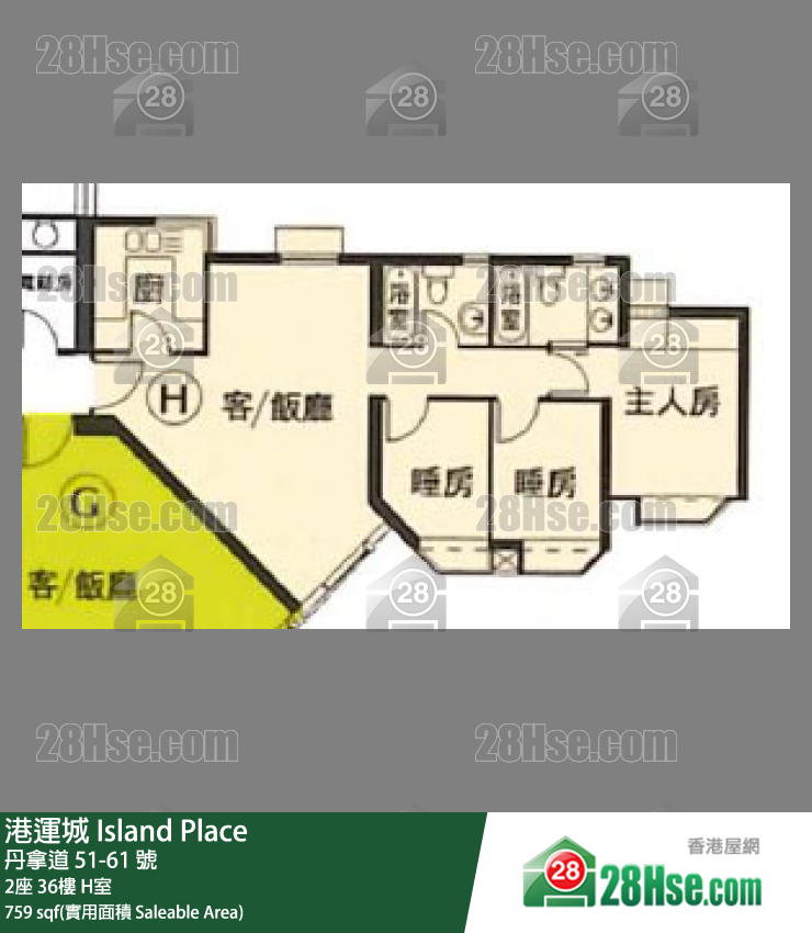 港運城 2座36樓 H室 平面圖