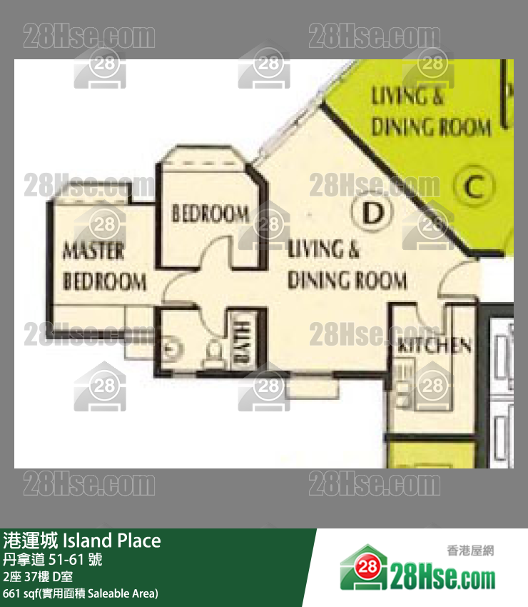 港運城 2座37樓 D室 平面圖