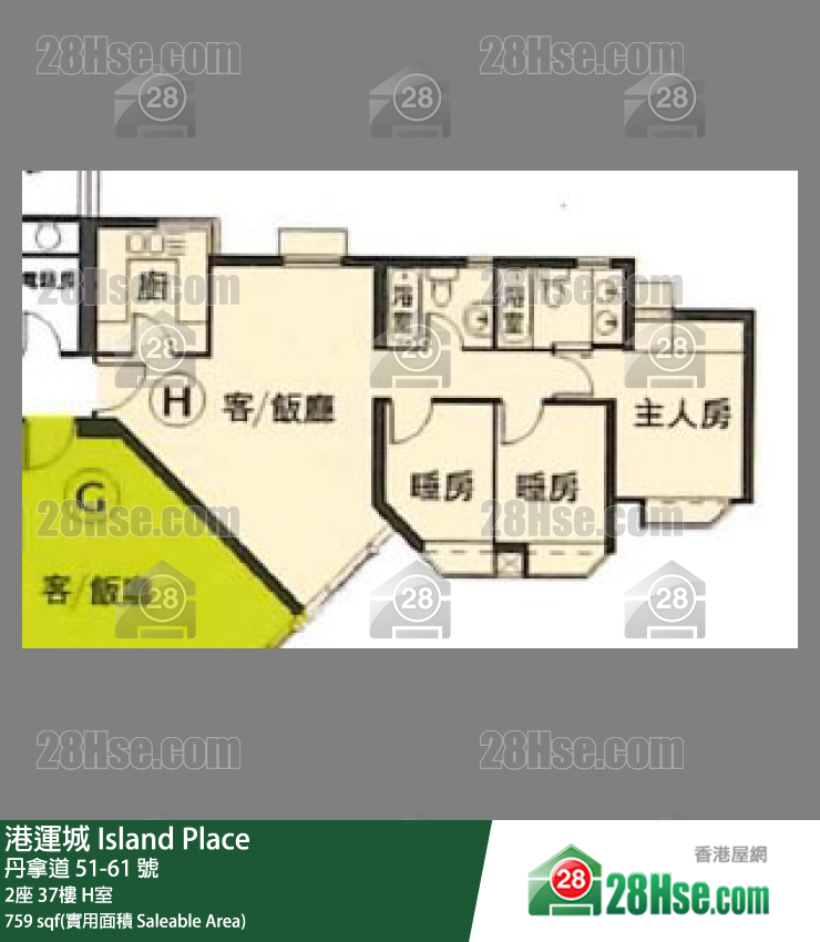 港運城 2座37樓 H室 平面圖