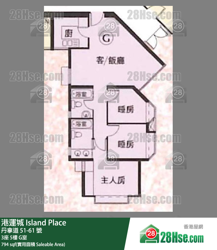 港運城 3座 5樓 G室 平面圖