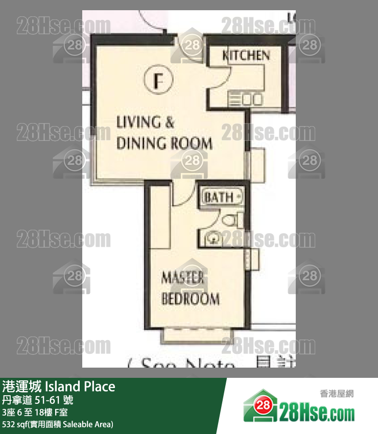 港運城 3座8樓 F室 平面圖