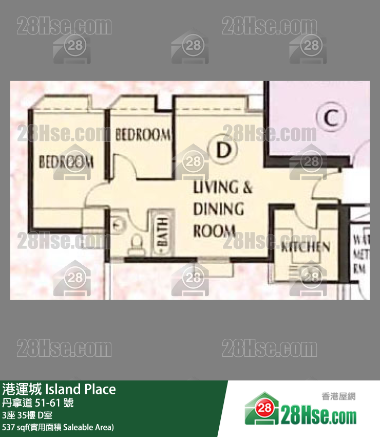 港運城 3座35樓 D室 平面圖