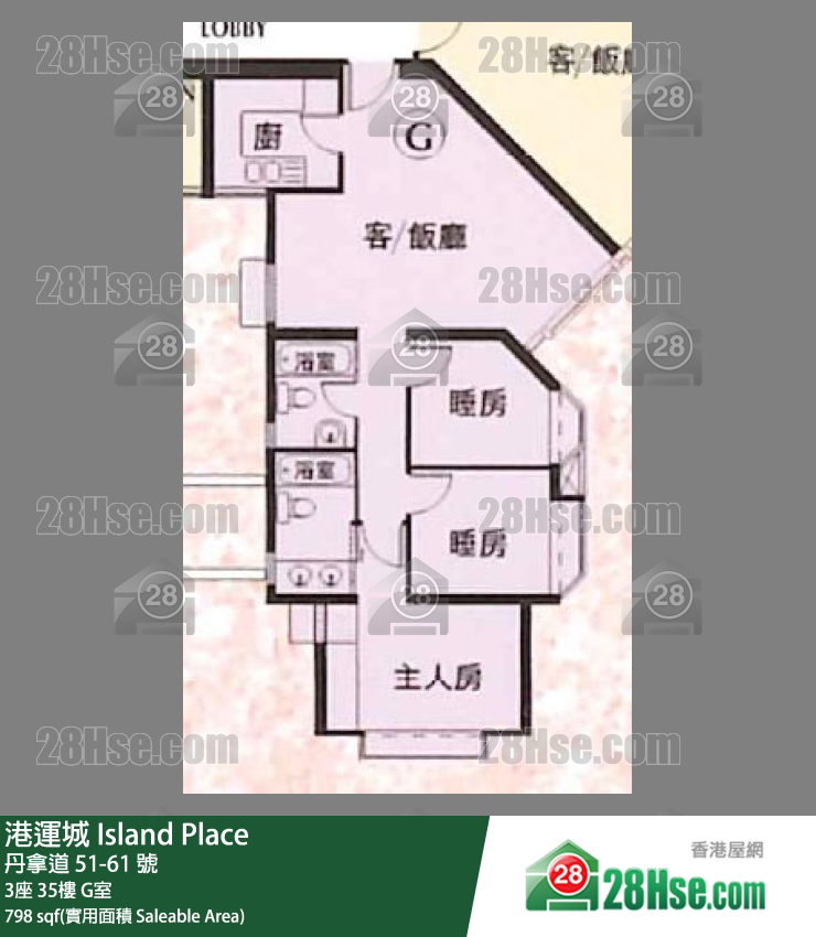 港運城 3座35樓 G室 平面圖