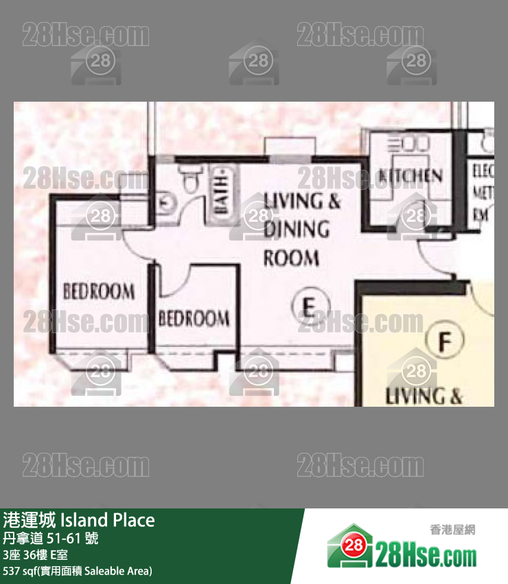 港運城 3座36樓 E室 平面圖