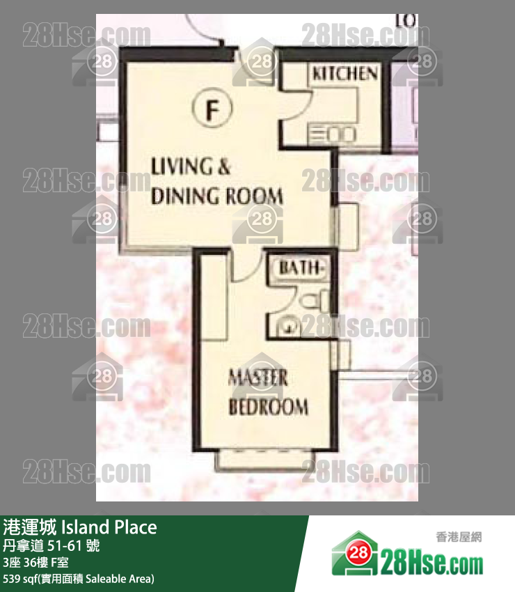 港運城 3座 36樓 F室 平面圖