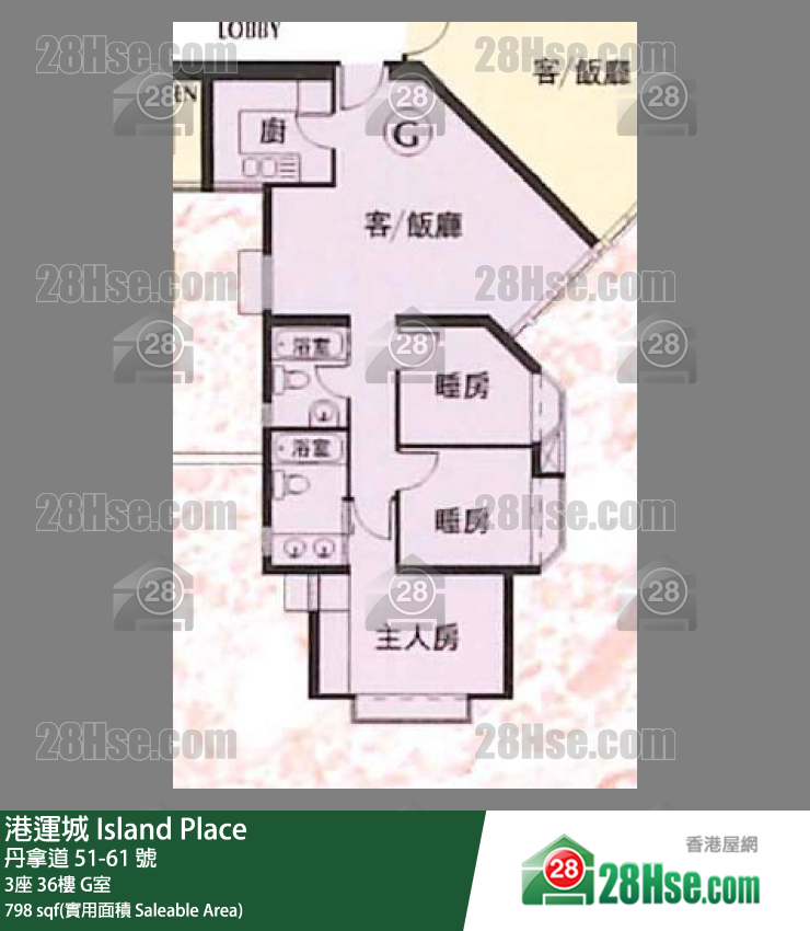 港運城 3座36樓 G室 平面圖