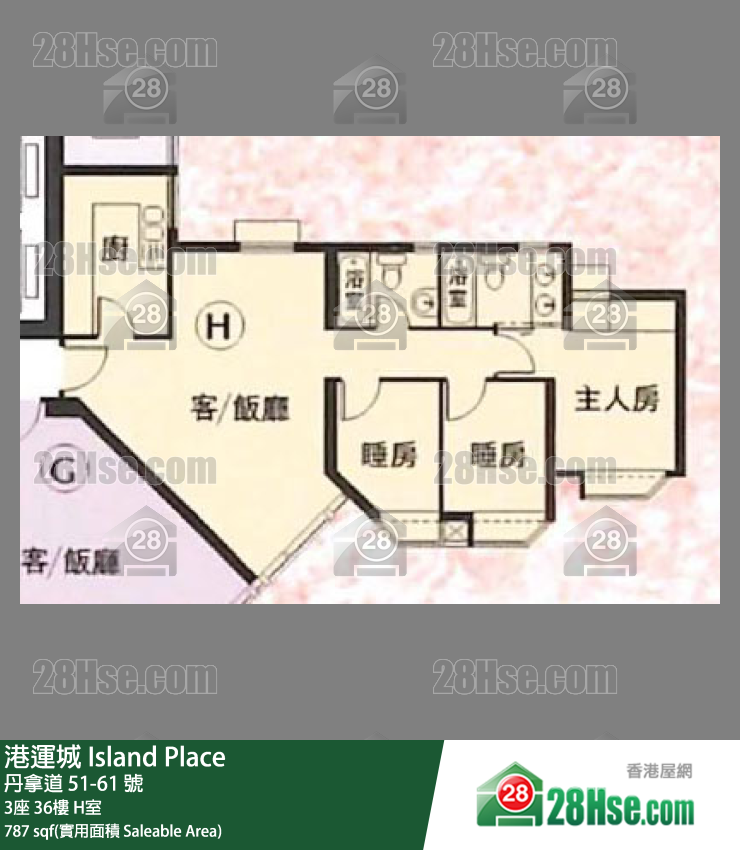 港運城 3座36樓 H室 平面圖