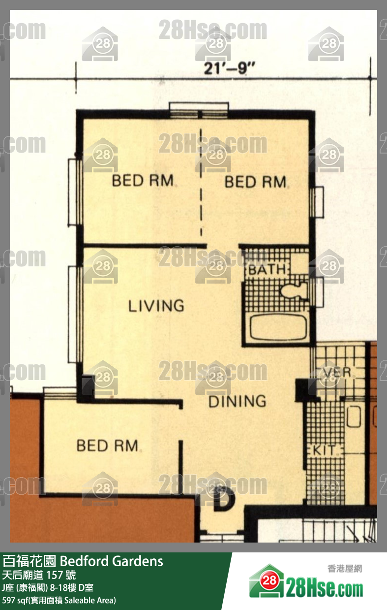 百福花園 J座 (康福閣)15樓 D室 平面圖
