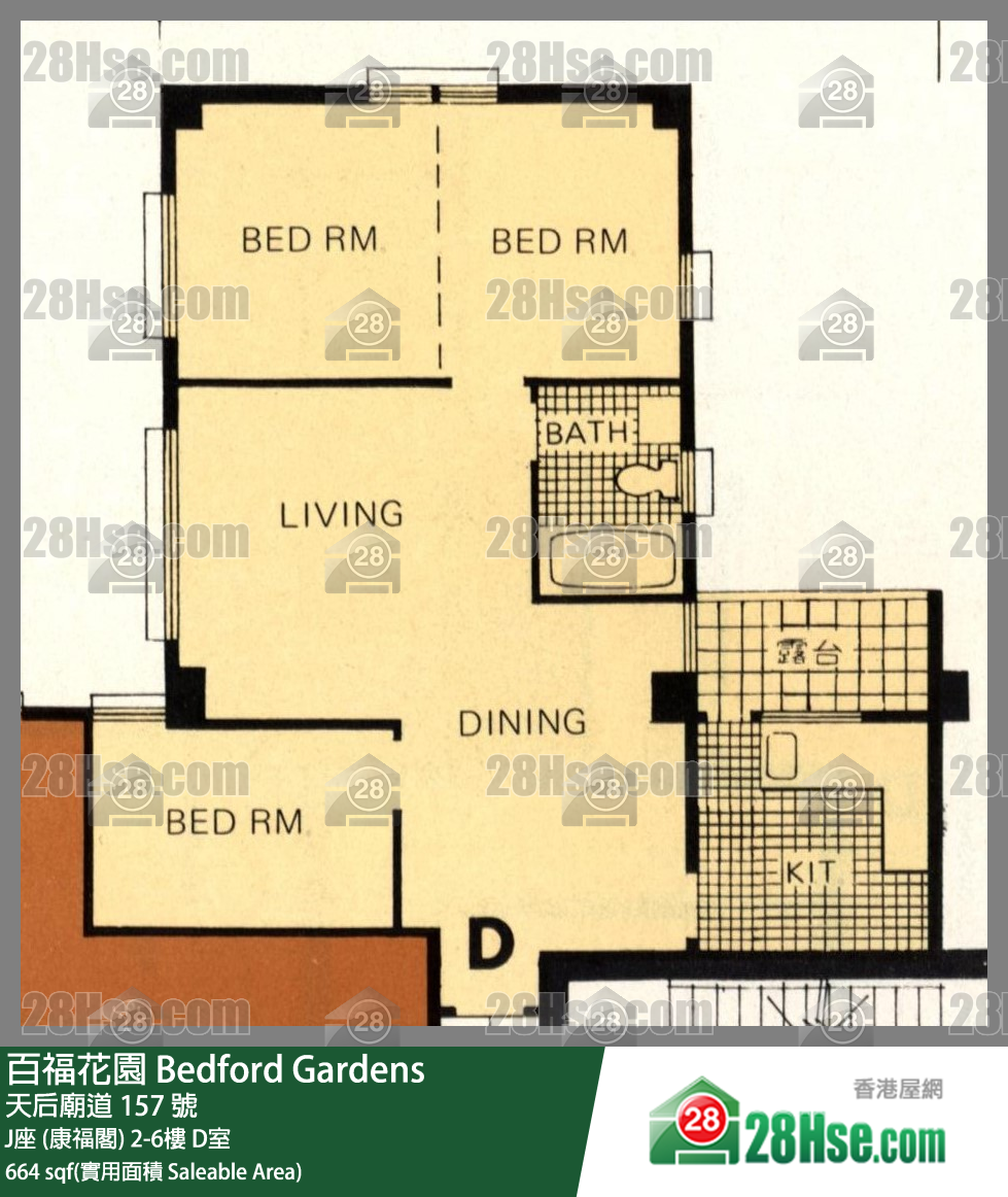 百福花園 J座 (康福閣)3樓 D室 平面圖