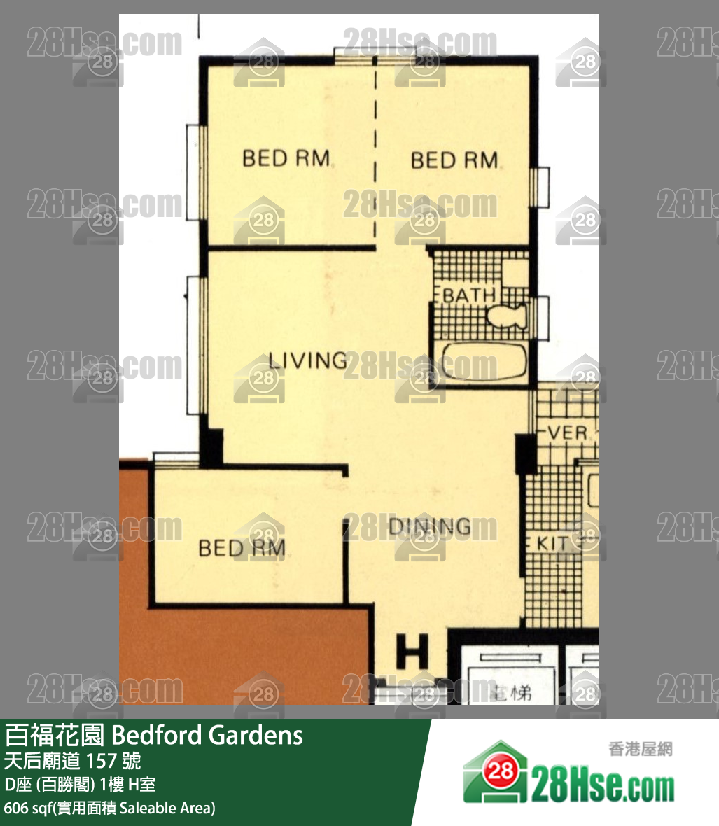 百福花园 D座 (百胜阁)1楼 H室 平面图