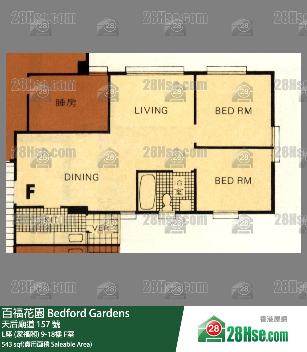 百福花園 L座 (家福閣)15樓 F室 平面圖