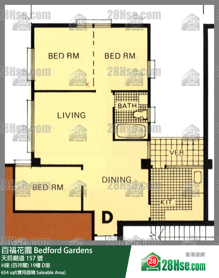 百福花園 H座 (百祥閣)19樓 D室 平面圖
