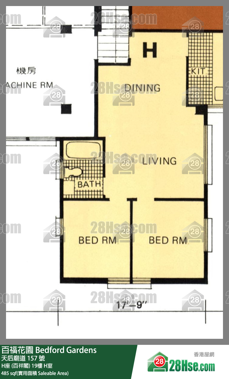 百福花園 H座 (百祥閣)19樓 H室 平面圖