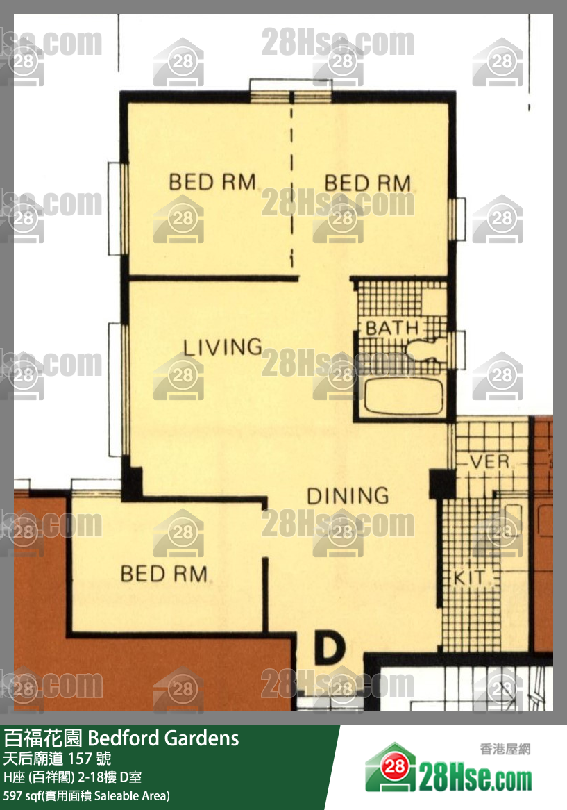 百福花園 H座 (百祥閣)11樓 D室 平面圖