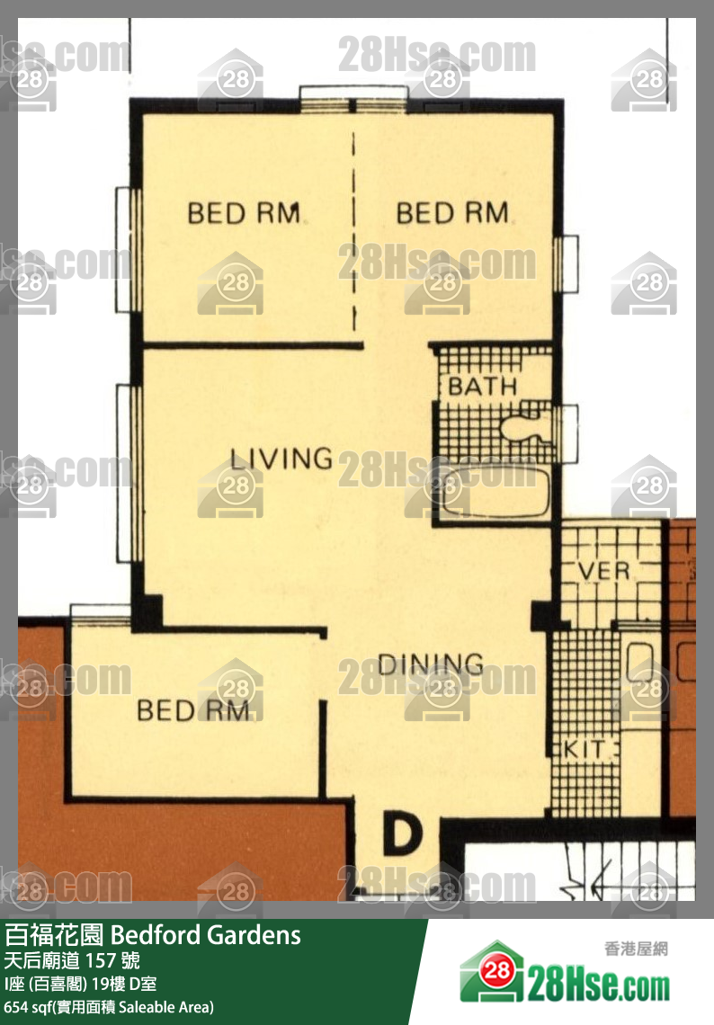 百福花園 I座 (百喜閣) 19樓 D室 平面圖