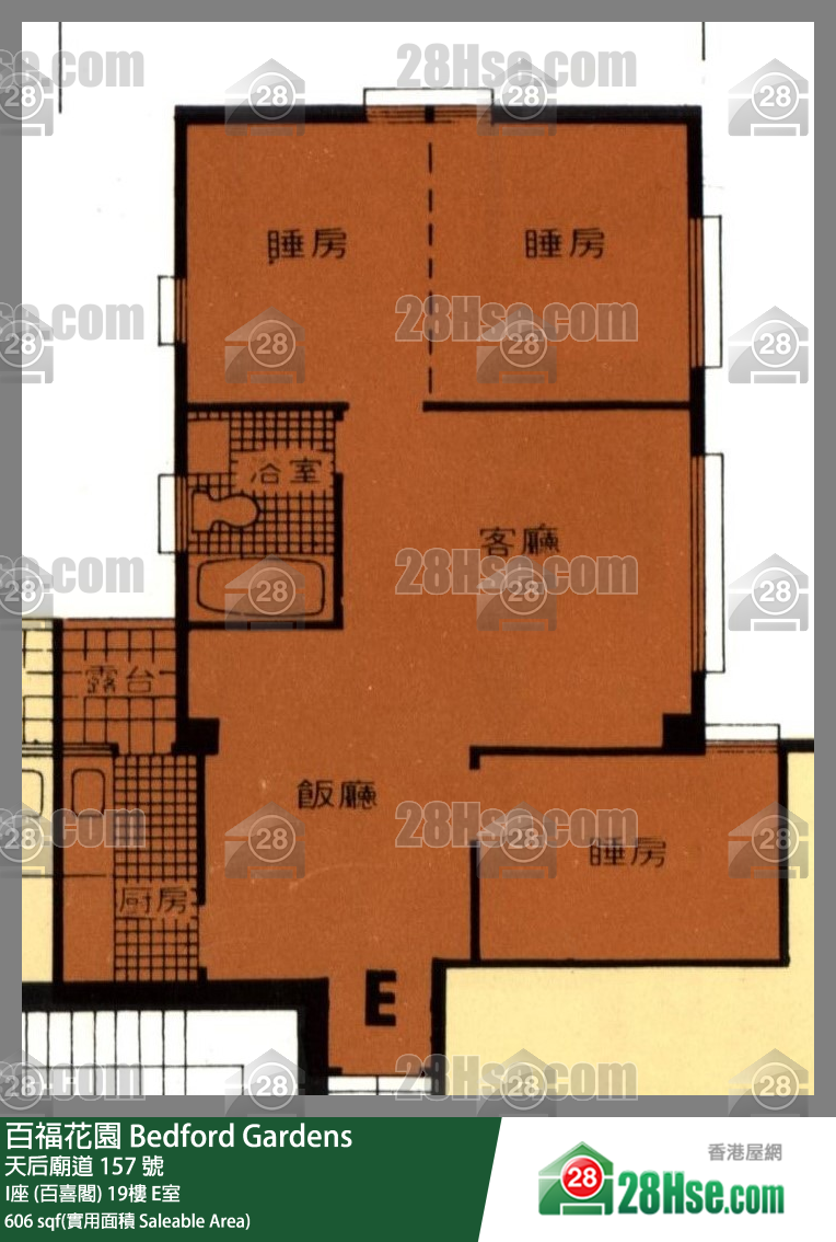 百福花園 I座 (百喜閣) 19樓 E室 平面圖