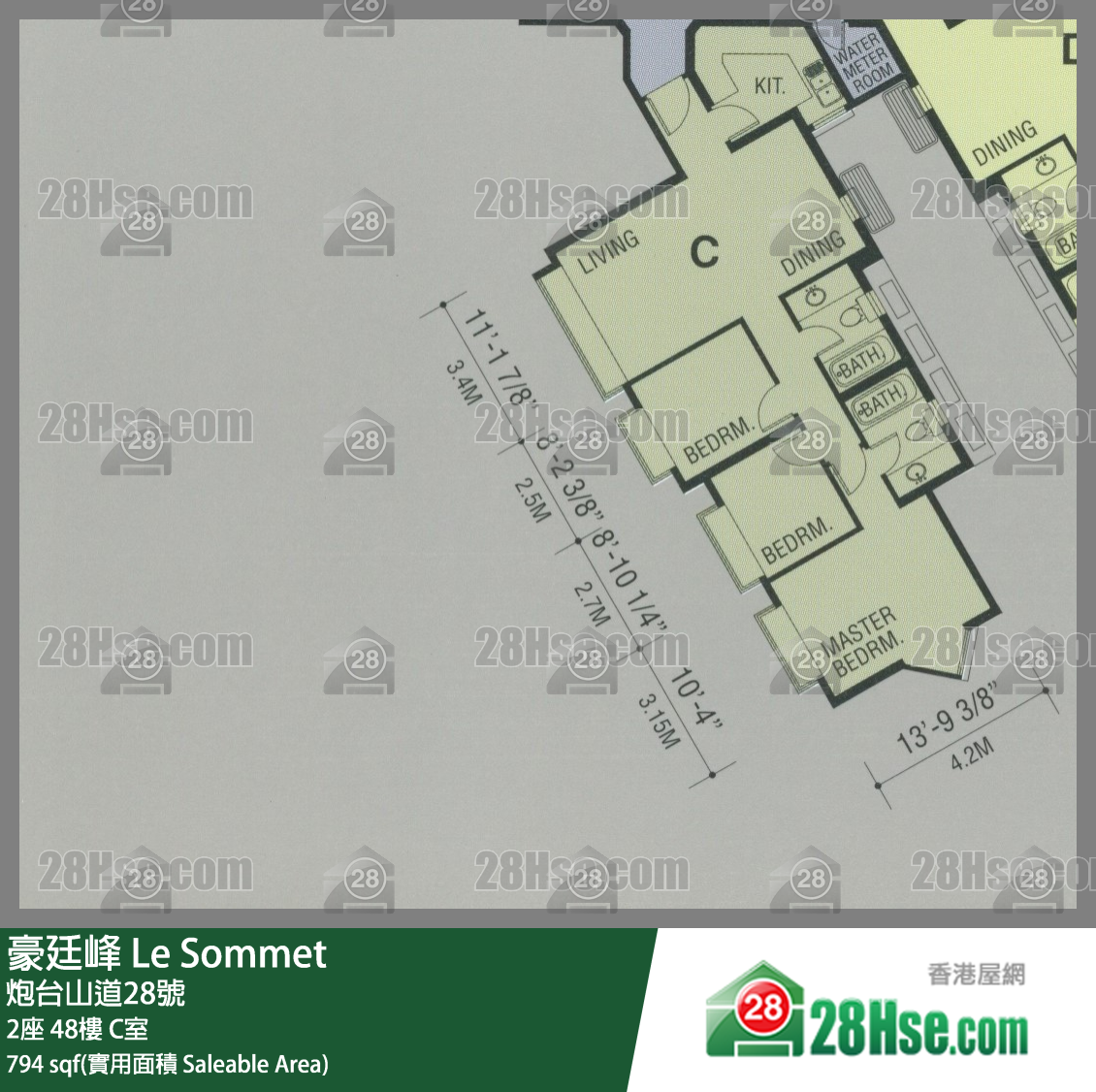 豪廷峰 2座48楼 C室 平面图