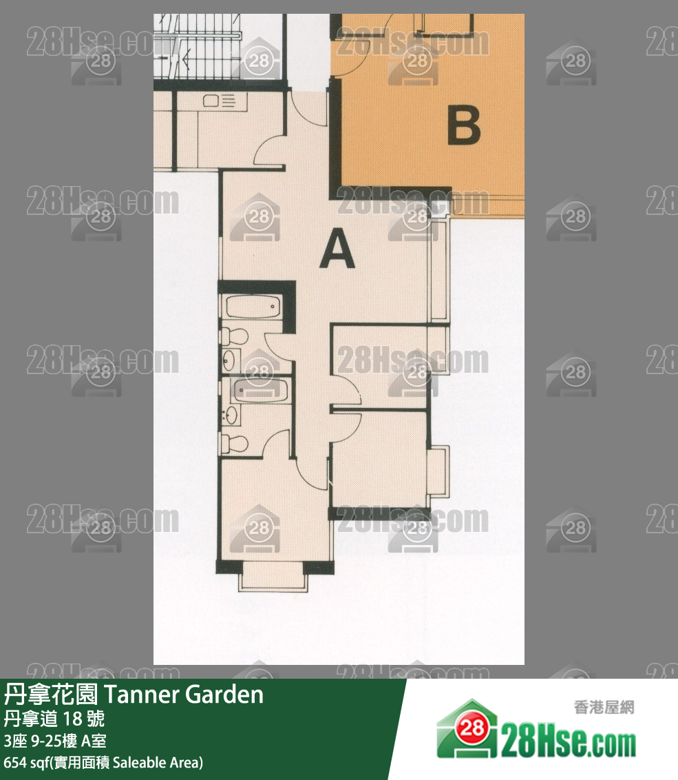 丹拿花園 3座 24樓 A室 平面圖