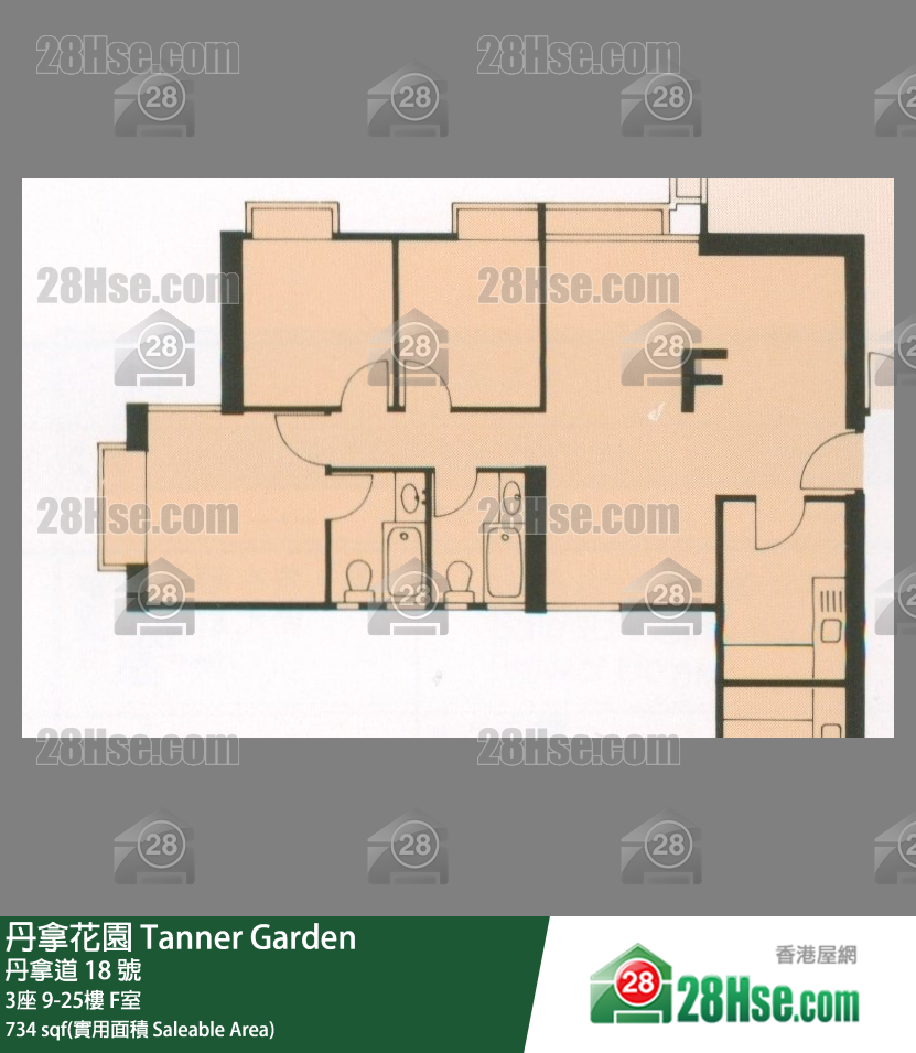 丹拿花園 3座22樓 F室 平面圖