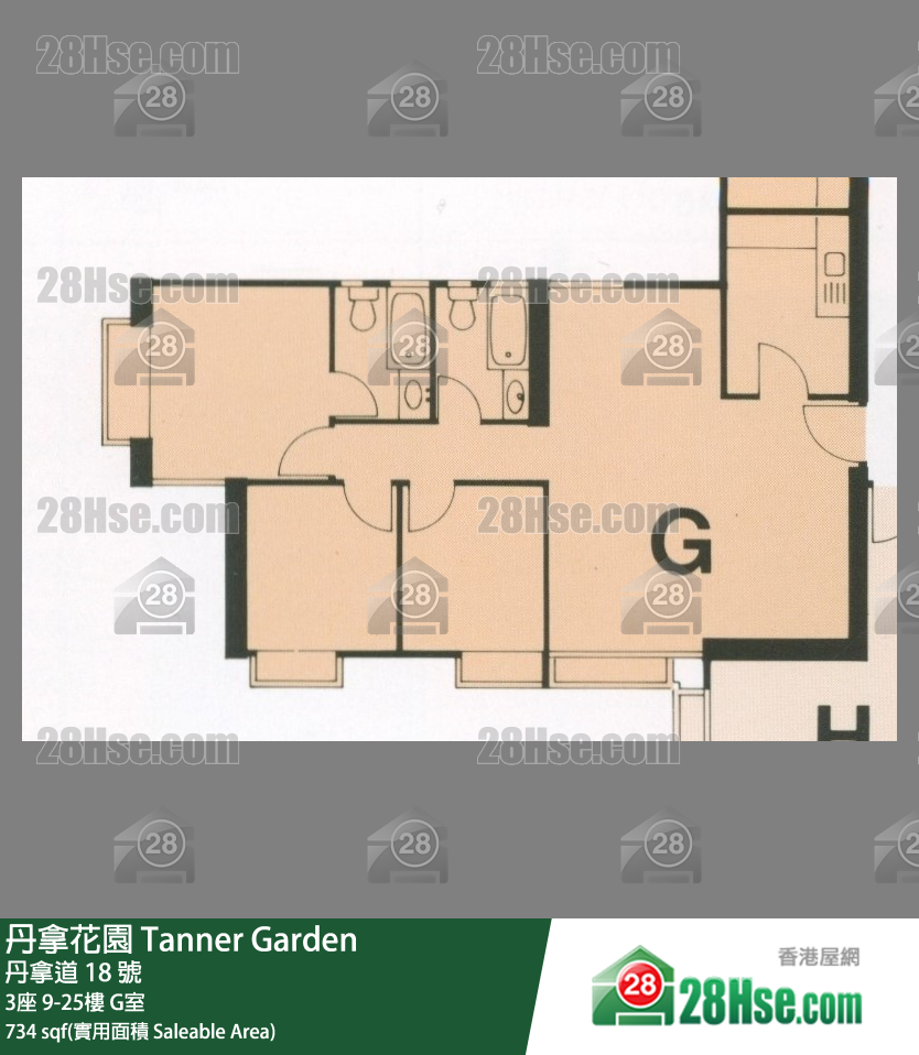丹拿花園 3座 12樓 G室 平面圖