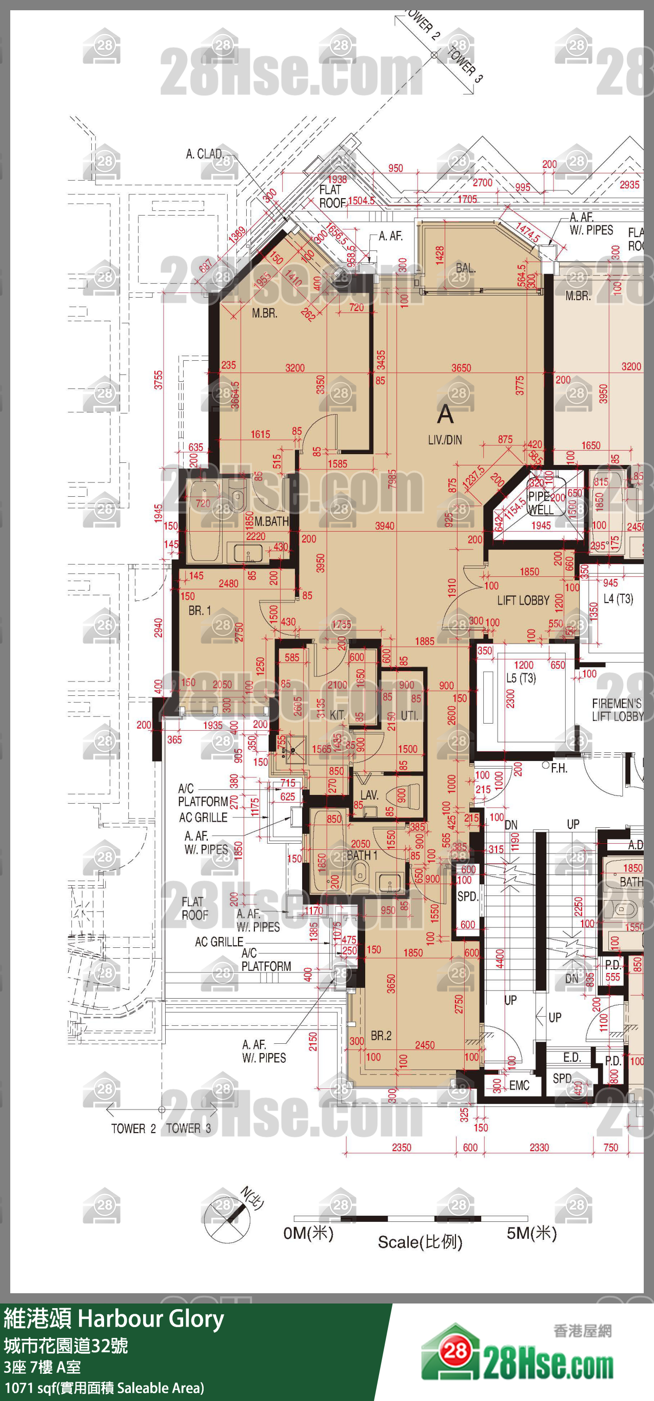 維港頌 3座 7樓 A室 平面圖