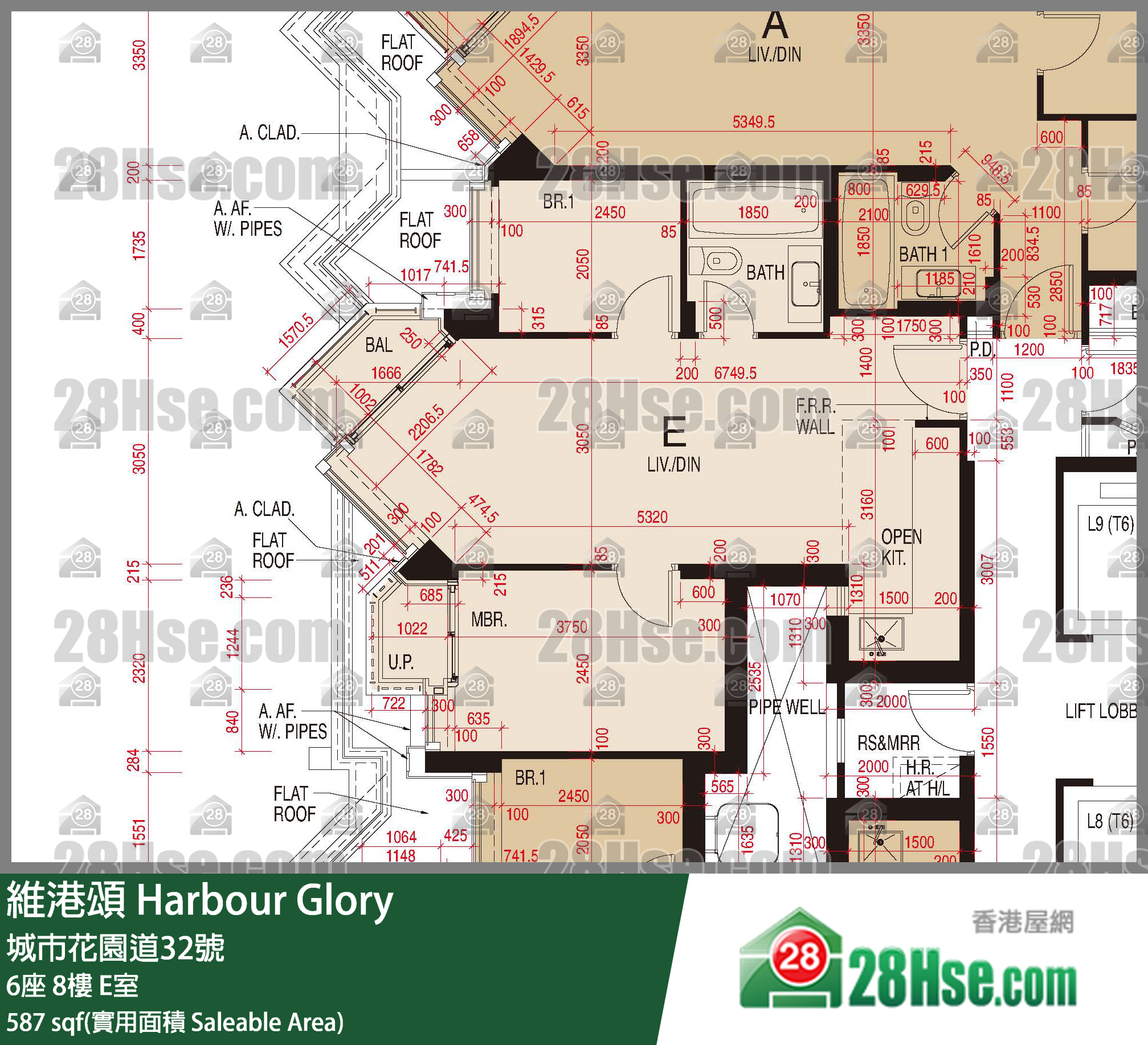 维港颂 6座 8楼 E室 平面图