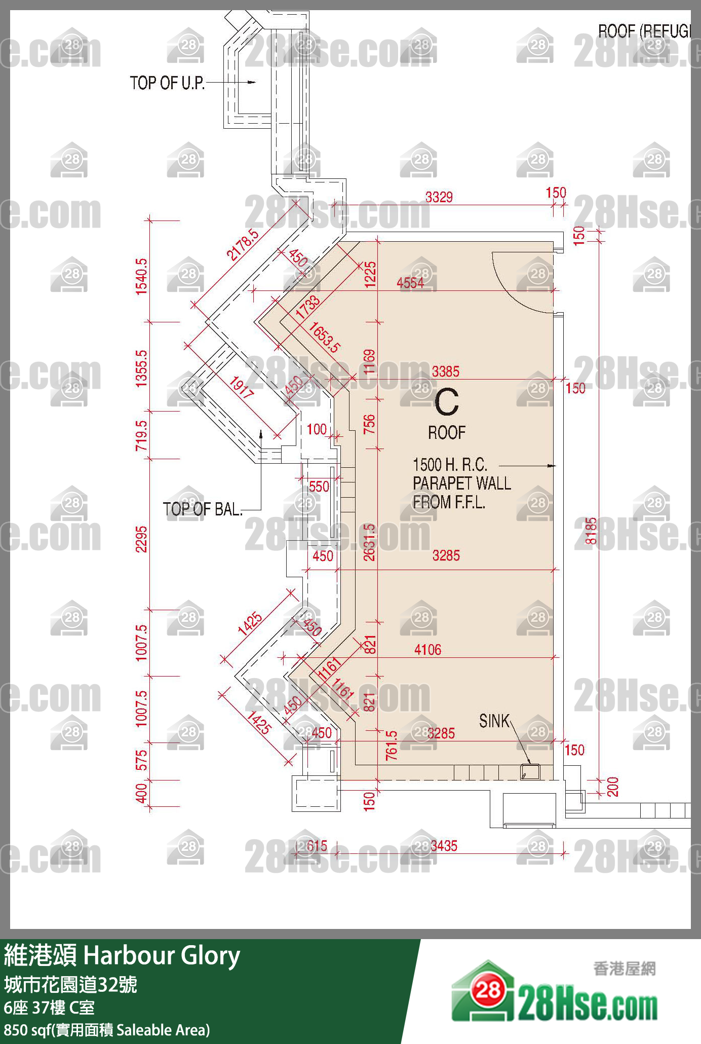 維港頌 6座 37樓 C室 平面圖