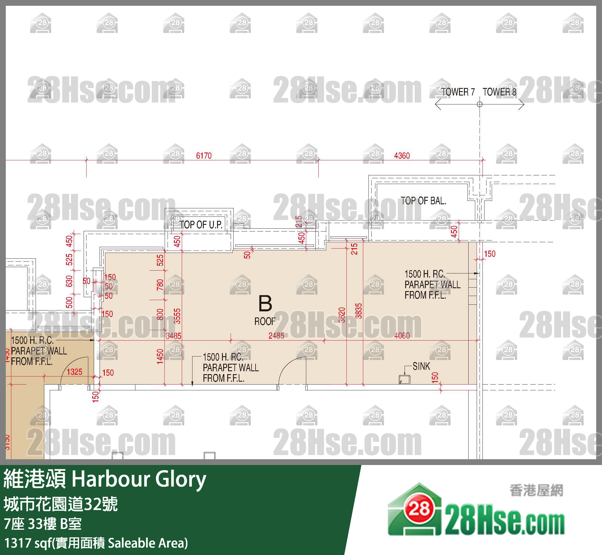 維港頌 7座 33樓 B室 平面圖