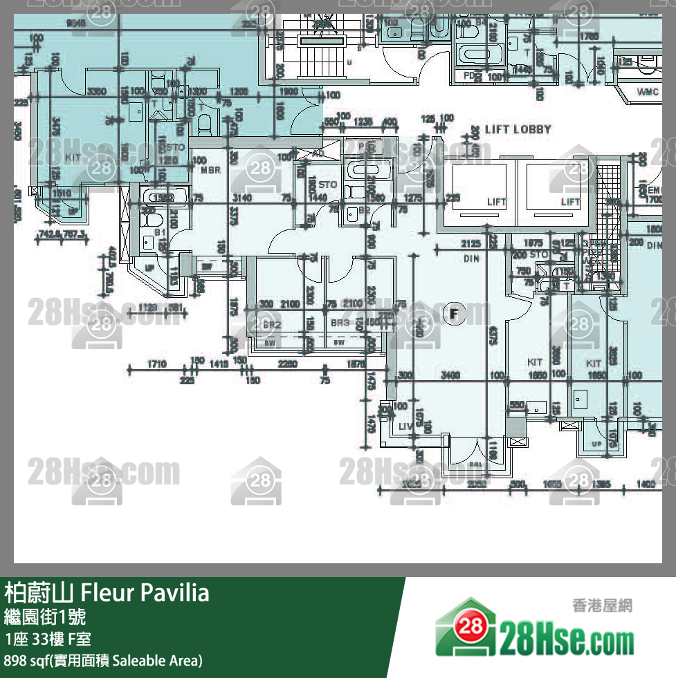 柏蔚山 1座 33樓 F室 平面圖
