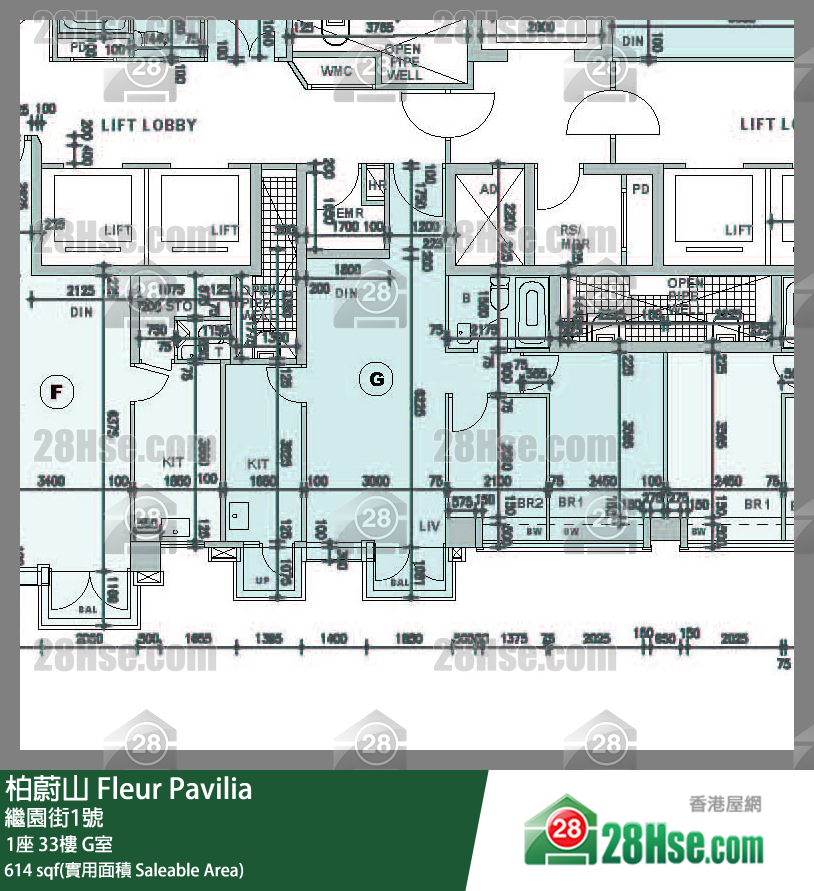 柏蔚山 1座 33樓 G室 平面圖