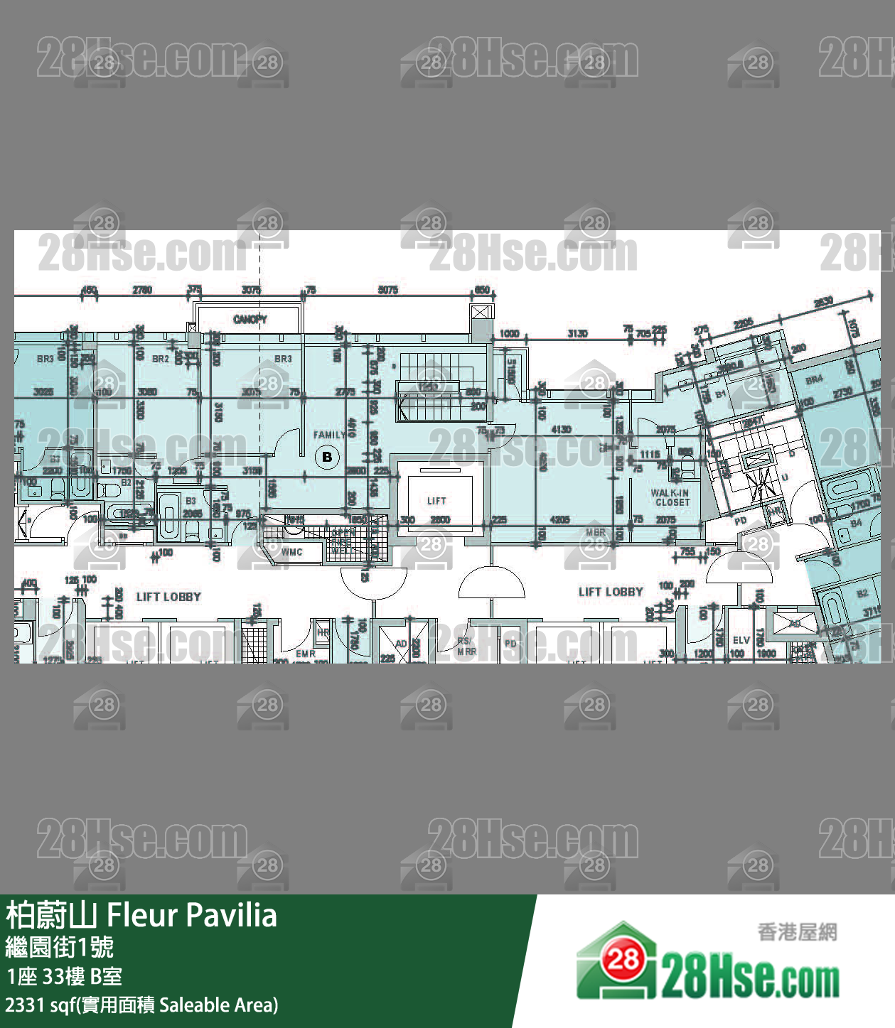 柏蔚山 1座 33樓 B室 平面圖