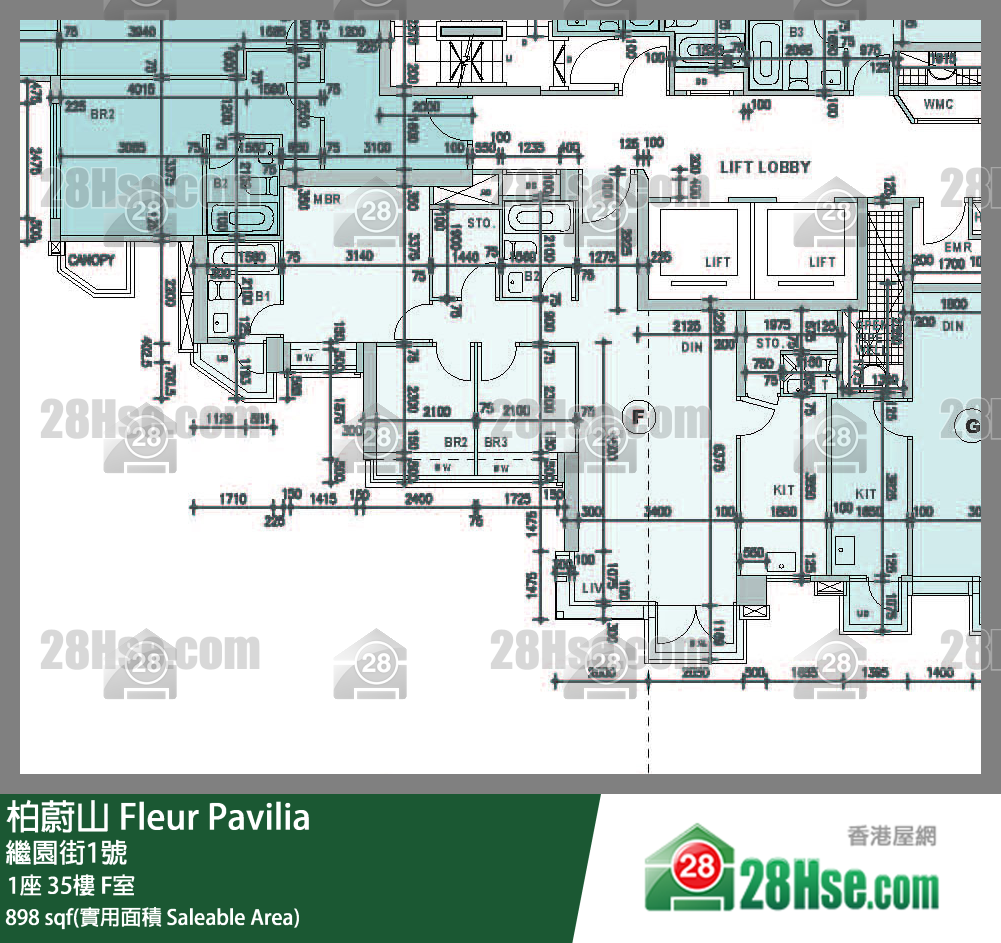 柏蔚山 1座 35楼 F室 平面图