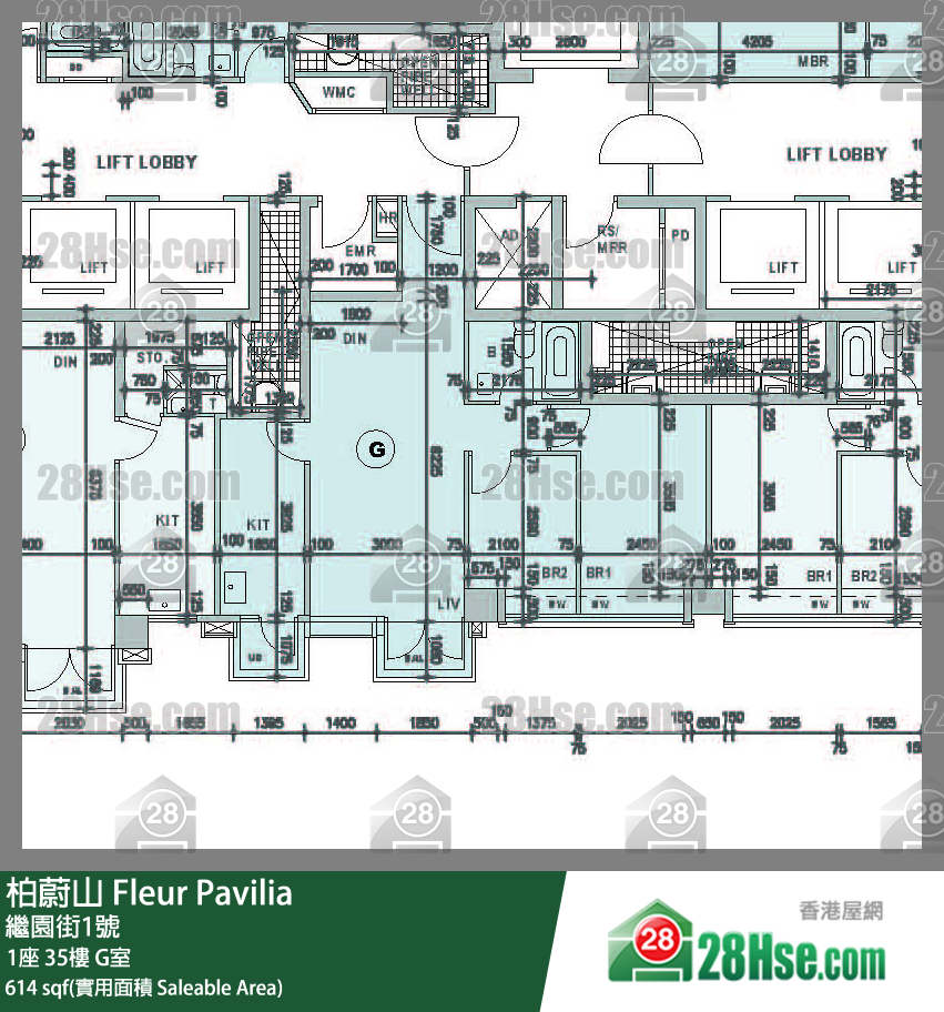 柏蔚山 1座 35樓 G室 平面圖
