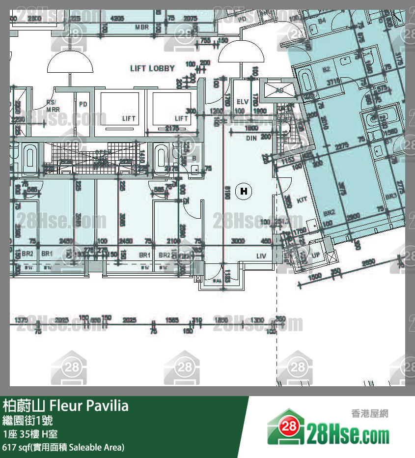 柏蔚山 1座 35楼 H室 平面图