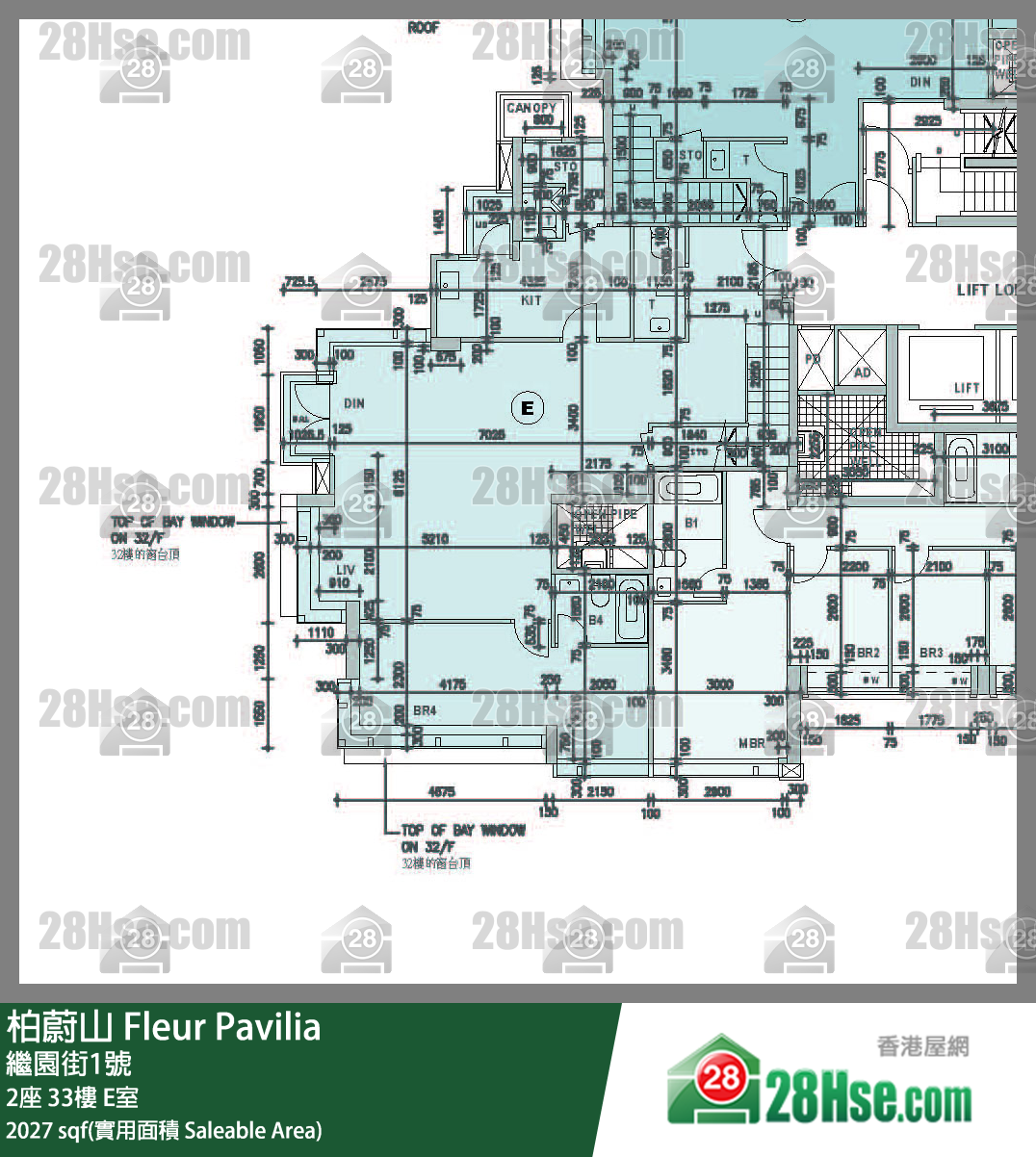 柏蔚山 2座 33樓 E室 平面圖