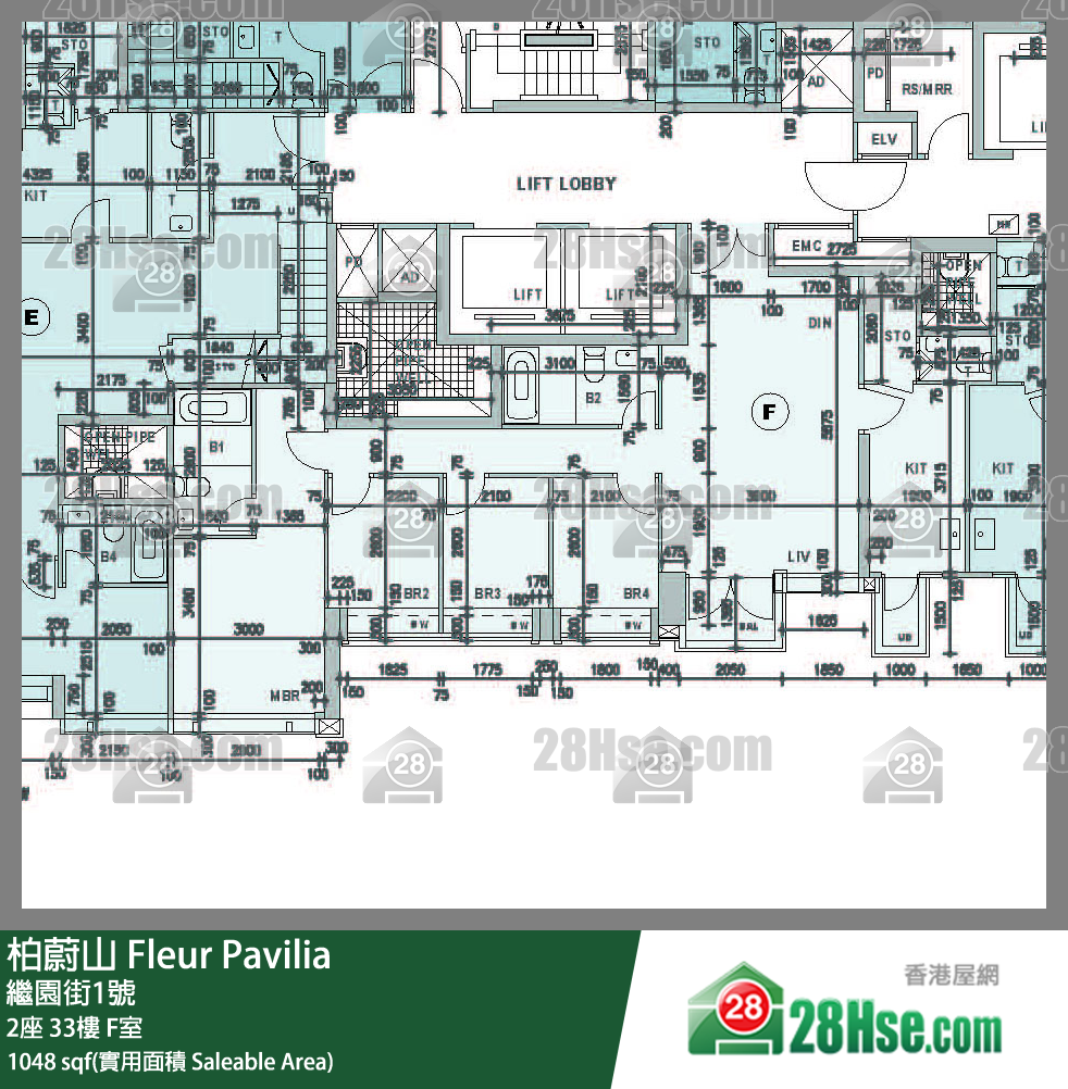 柏蔚山 2座 33樓 F室 平面圖
