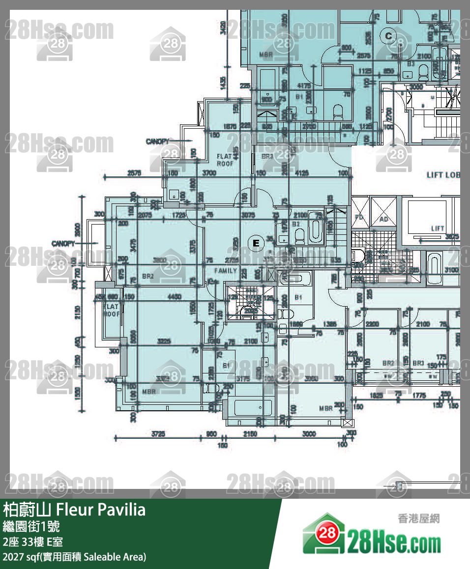 柏蔚山 2座 33樓 E室 平面圖