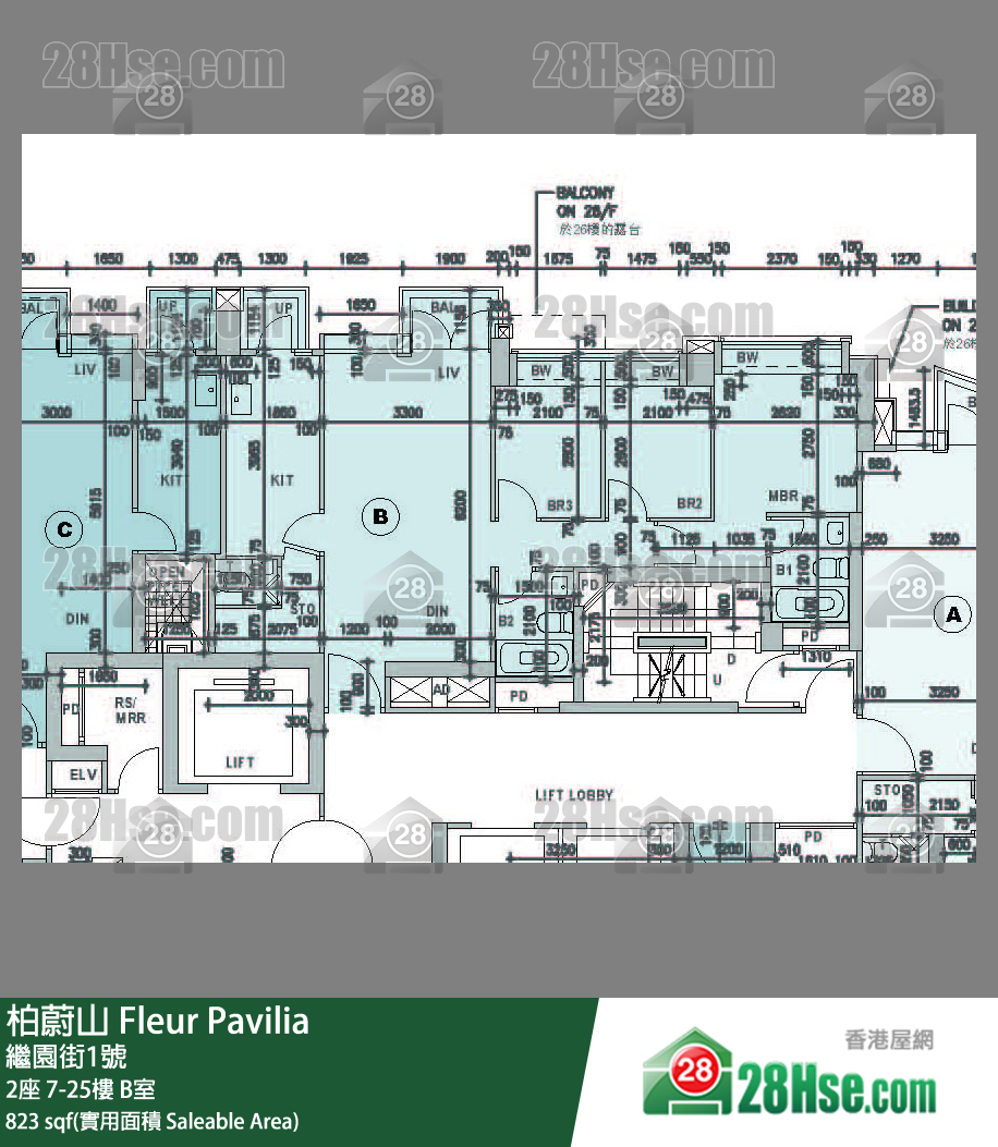 柏蔚山 2座 22樓 B室 平面圖