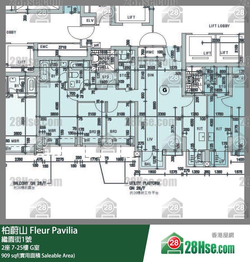 柏蔚山 单位平面图(由 28Hse 提供)
