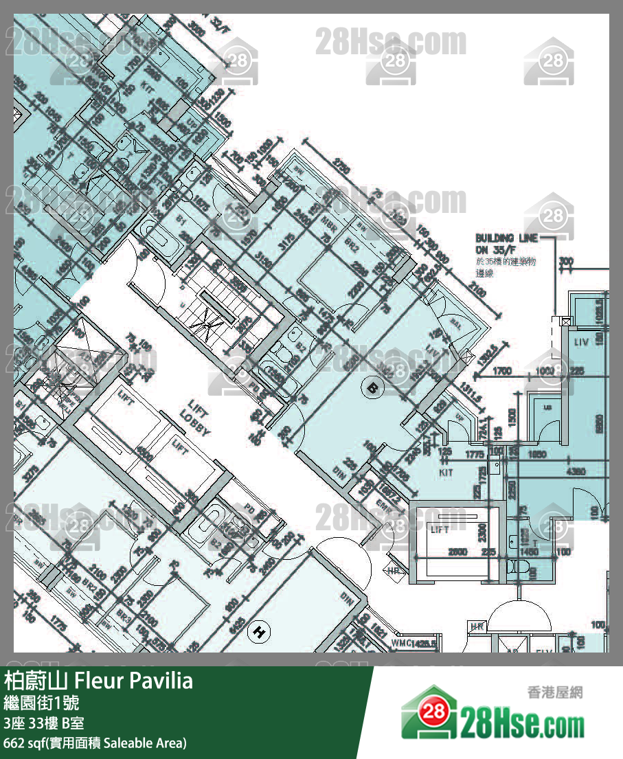 柏蔚山 3座 33楼 B室 平面图