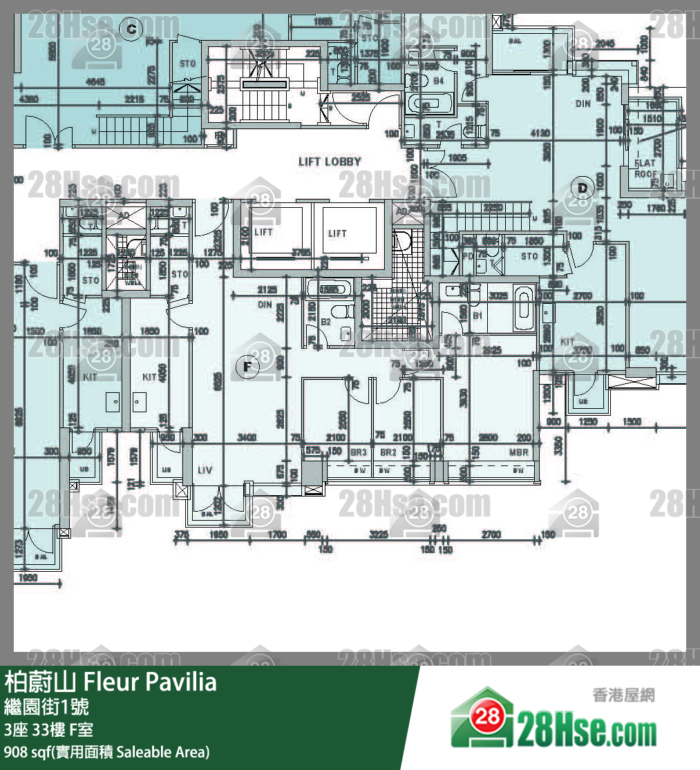 柏蔚山 3座 33樓 F室 平面圖