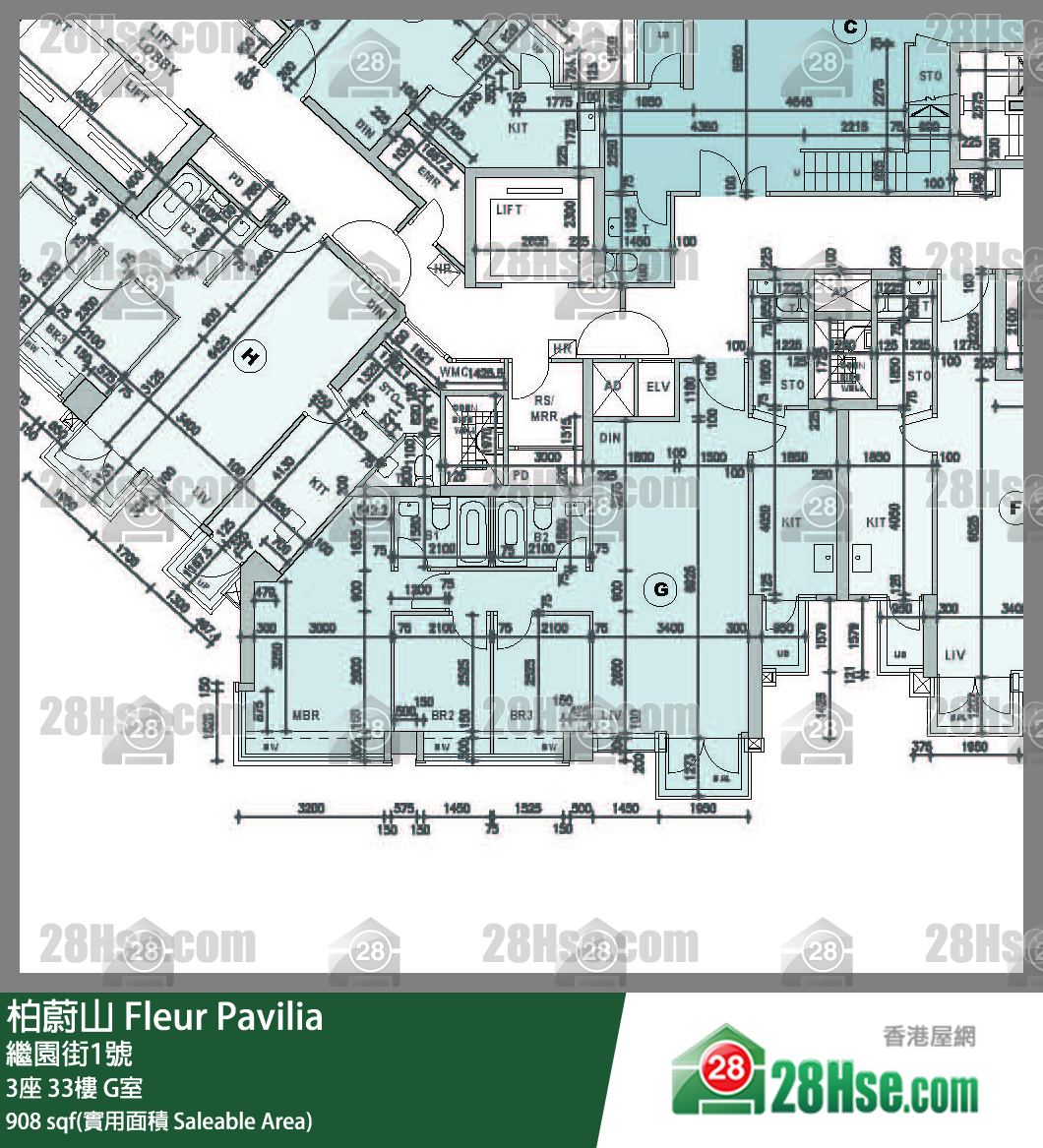 柏蔚山 3座 33樓 G室 平面圖