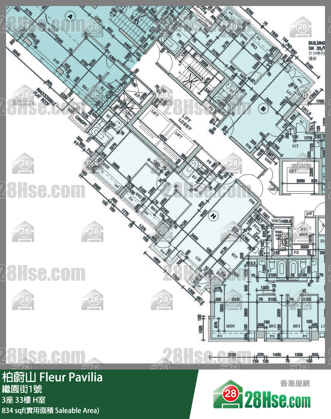 柏蔚山 3座 33楼 H室 平面图