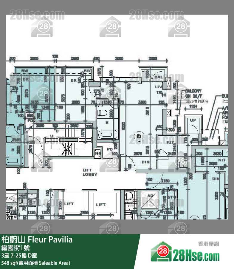 柏蔚山 3座 21樓 D室 平面圖