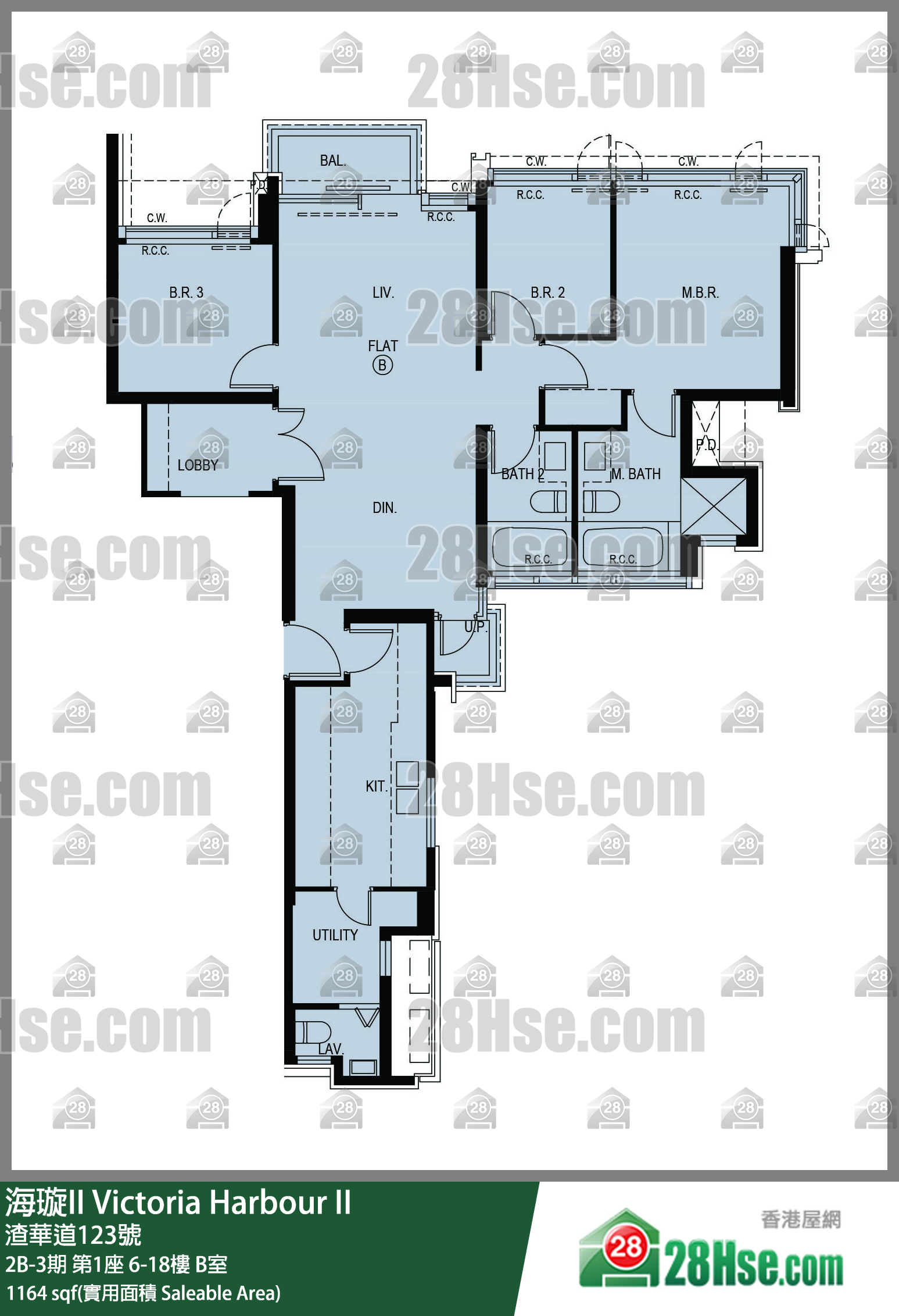 海璇II 2B-3期第1座7楼 B室 平面图